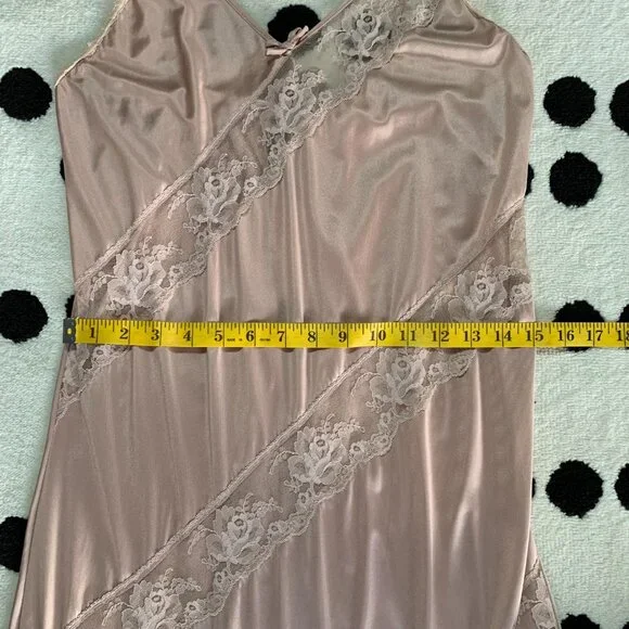 Vintage Y2K 90s Satin Sheer Lace Long Maxi Lingerie Slip Dress Nightgown - Picture 13 of 16